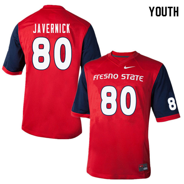 Youth #80 Gunner Javernick Fresno State Bulldogs College Football Jerseys Sale-Red